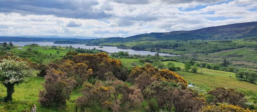 View over a lake and hills in Donegal