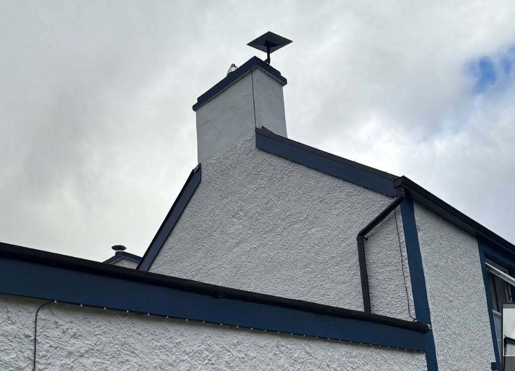Starlink on a chimney stack seen from the side